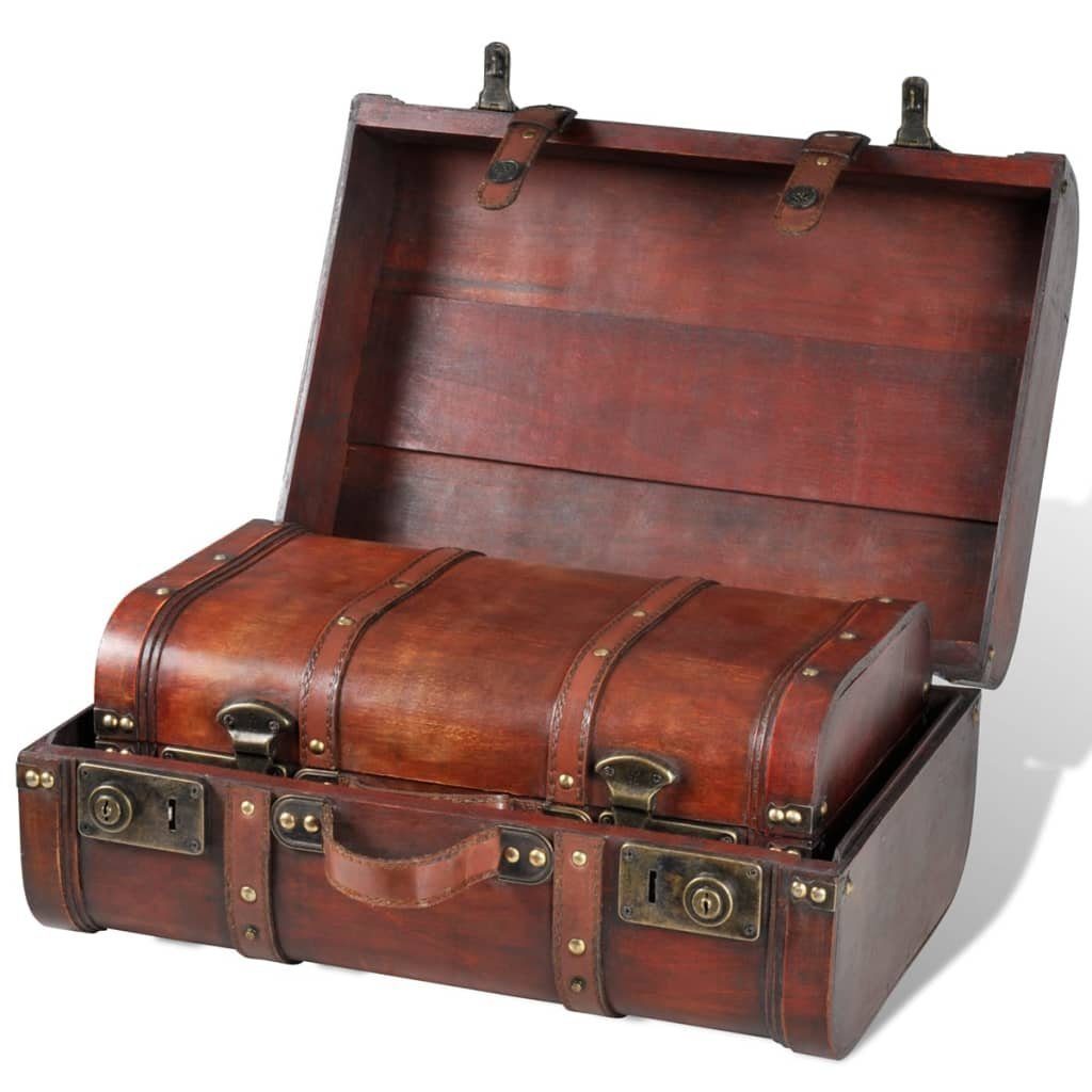 vidaXL Aufbewahrungsbox Dekokoffer aus Holz 2 Stk. Retro-Stil Braun
