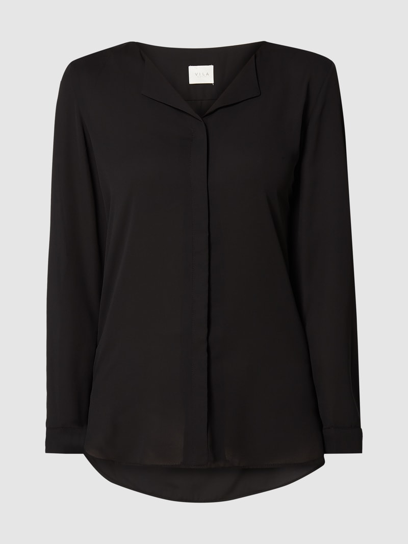 Bluse aus Chiffon mit verdeckter Knopfleiste in schwarz