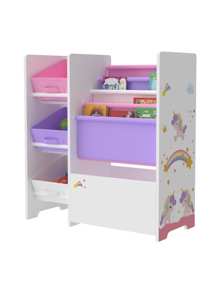 en.casa Kinderregal Vimianzo in Lila Rosa (H)60cm (B)65cm (T)30cm günstig kaufen onesize