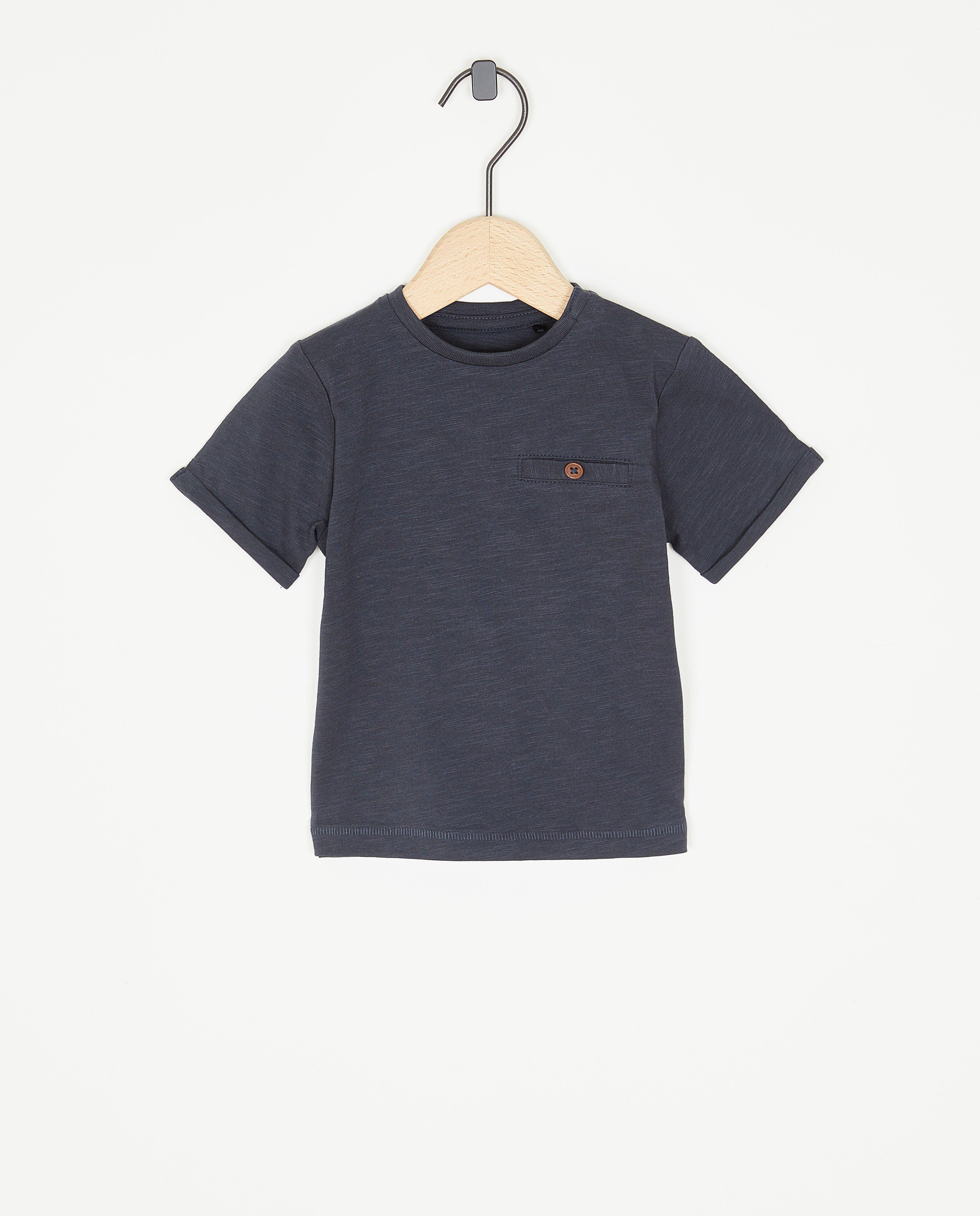 Tricou din bumbac organic Cuddles and Smiles albastru închis