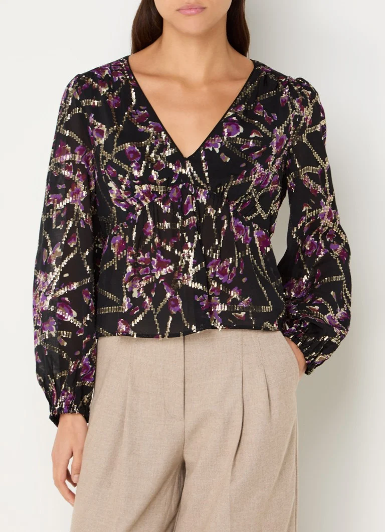 ba&sh  Divine top in zijdeblend met print en lurex