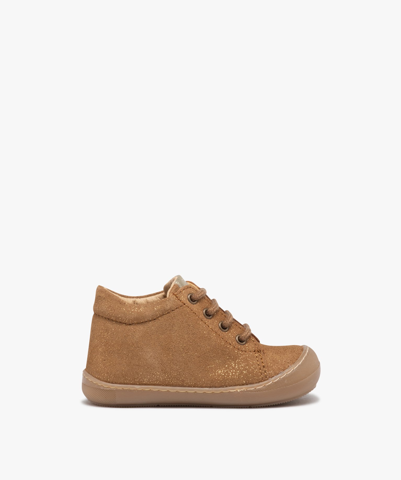 Chaussures premiers pas bébé fille en cuir à paillettes -... camel | GEMO
