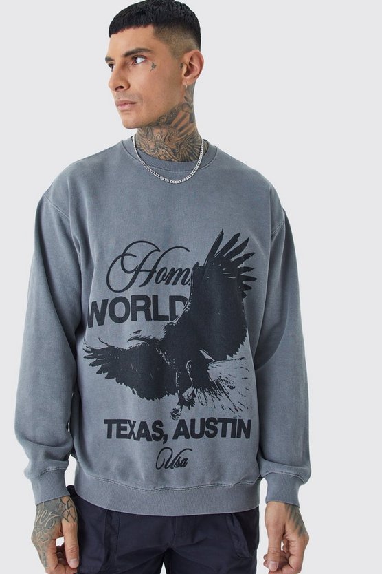 Tall Oversize Sweatshirt mit Homme Bird Print