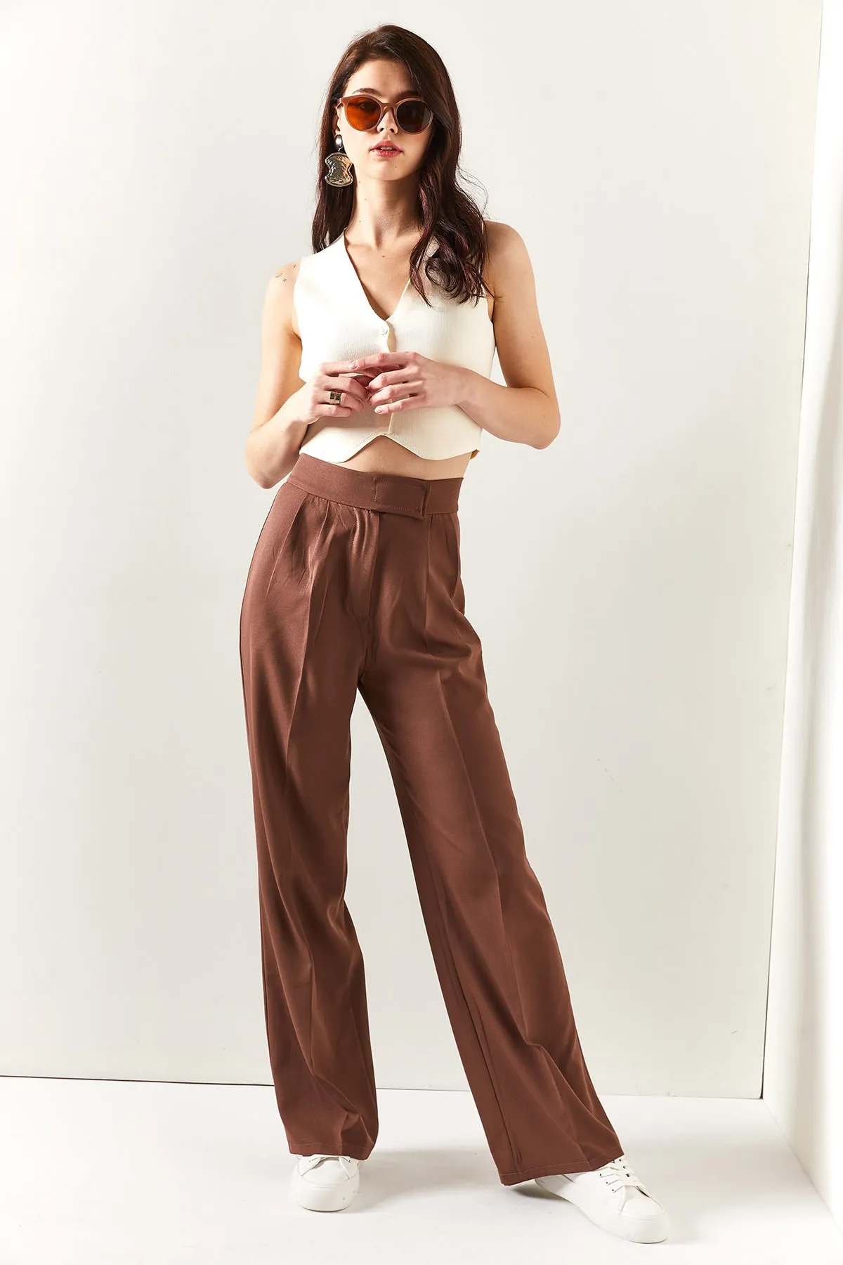 Olalook  Damen-Palazzo-Hose mit Erdbund und Klettverschluss, PNT-19000222