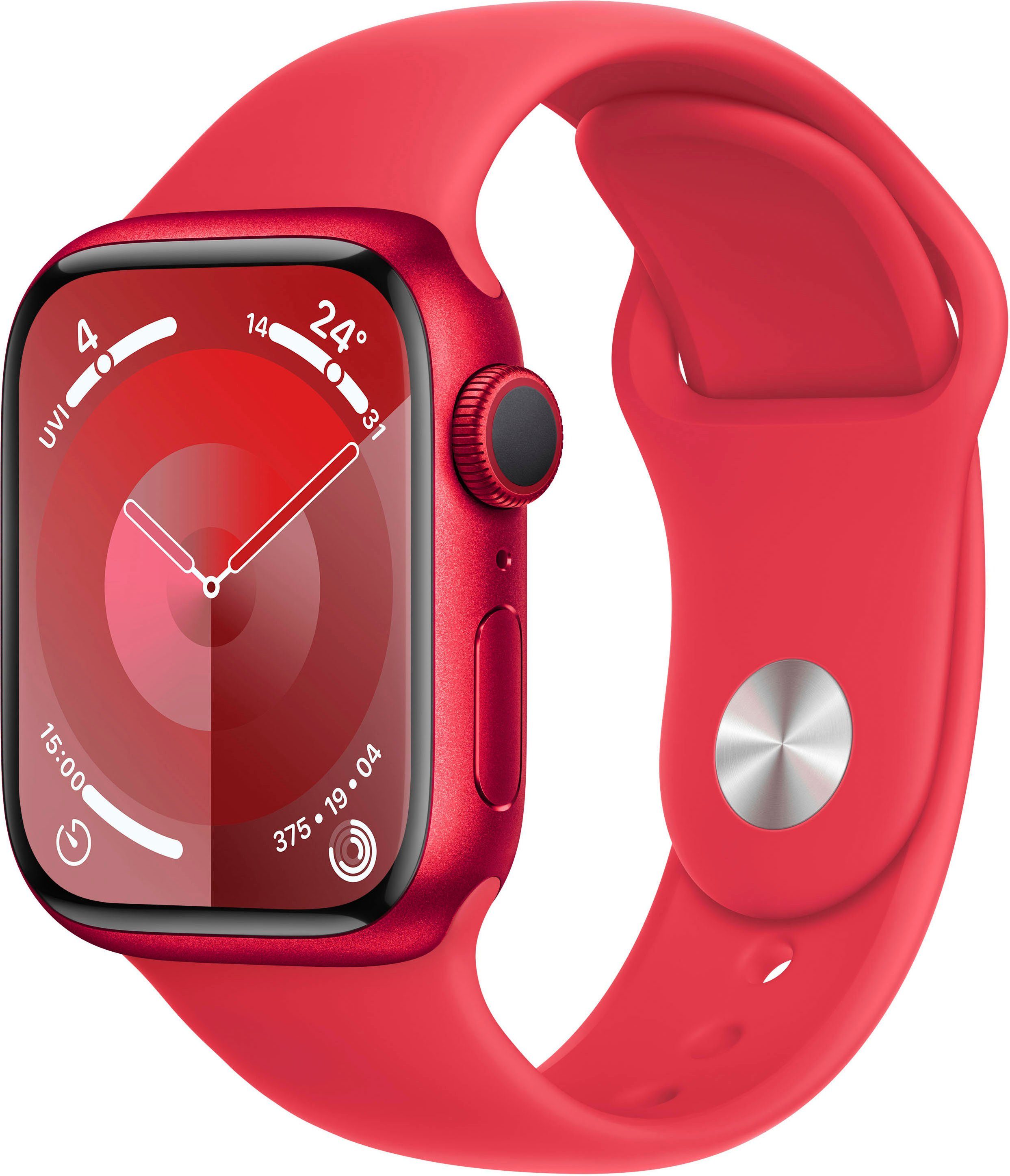 Apple Watch Series 9 GPS Aluminium 41mm S/M Smartwatch (4,1 cm/1,69 Zoll, Watch OS 10), Sport Band