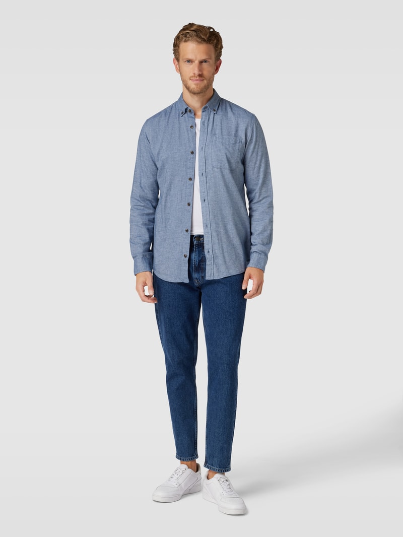 Regular Fit Freizeithemd mit Button-Down-Kragen Modell 'CLASSIC' in hellblau meliert