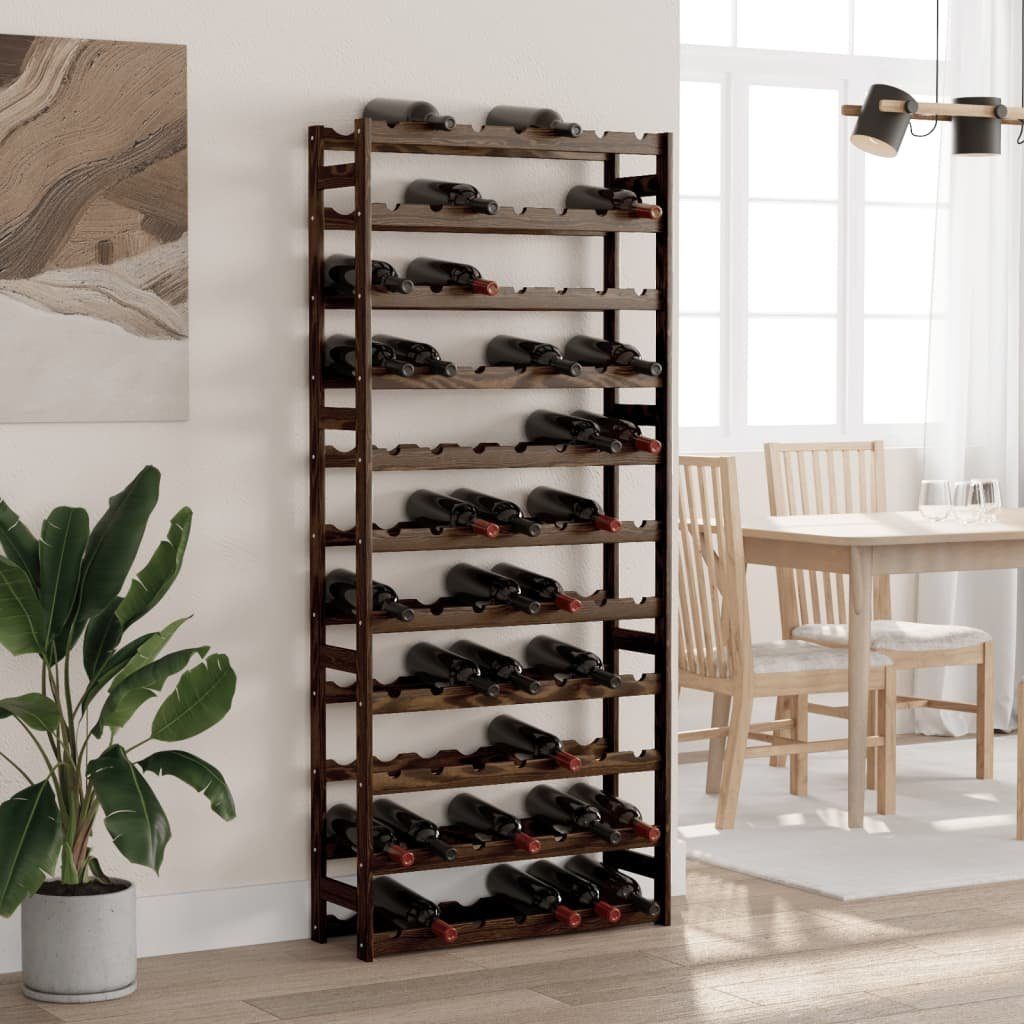 vidaXL Weinregal Weinregal für 77 Flaschen Schwarz Massivholz Kiefer