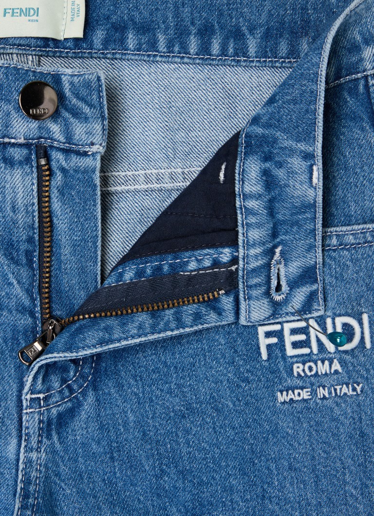 Blugi Fendi cu croială largă și logo brodat