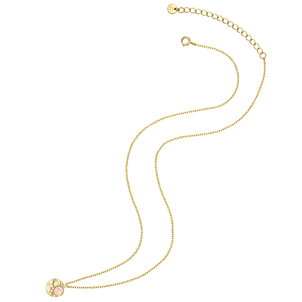 Glanzstücke München Collier en argent Cercle Argent sterling Quartz rose en Or jaune collier