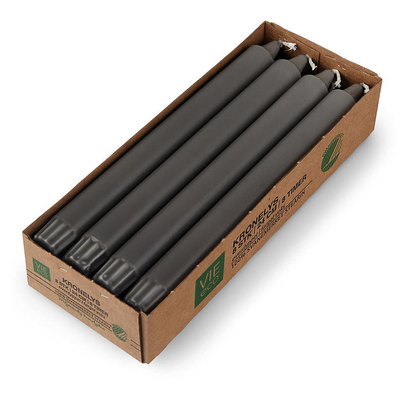 Vie Eco Kronelys 8-pk 24 cm eco grå