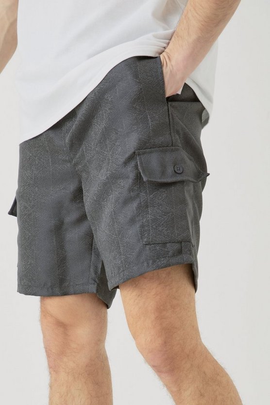 Tall strukturierte Cargo-Shorts mit elastischem Bund