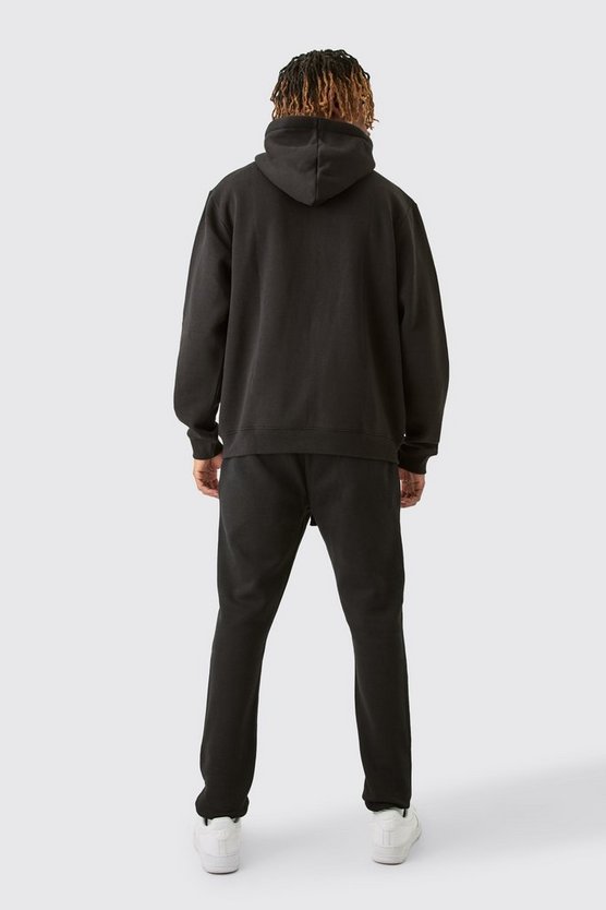 Tall Basic Man Signature Hoodie in Schwarz mit Reißverschluss