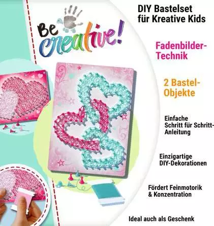 String Art Herz - Bastelset für Kinder ab 6 Jahren