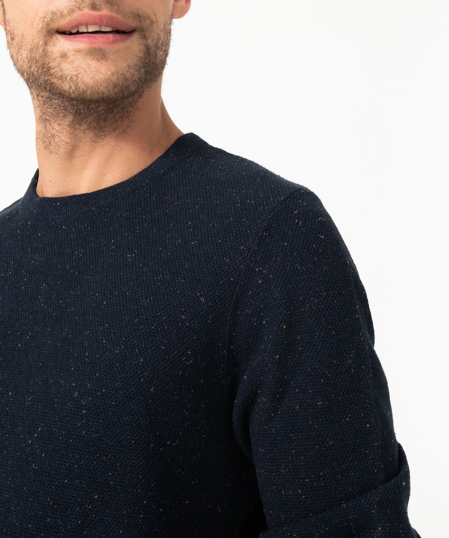 Pull en maille fine mouchetée homme bleu fonce | GEMO