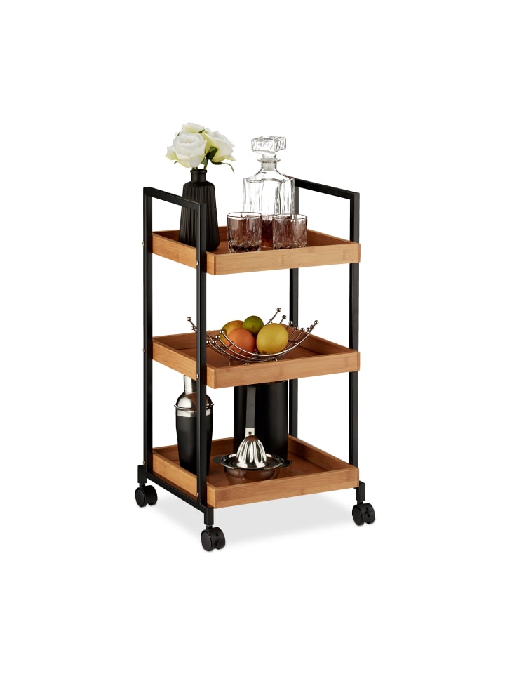 relaxdays Servierwagen in Natur - (B)37 x (H)69,5 x (T)34 cm günstig kaufen onesize