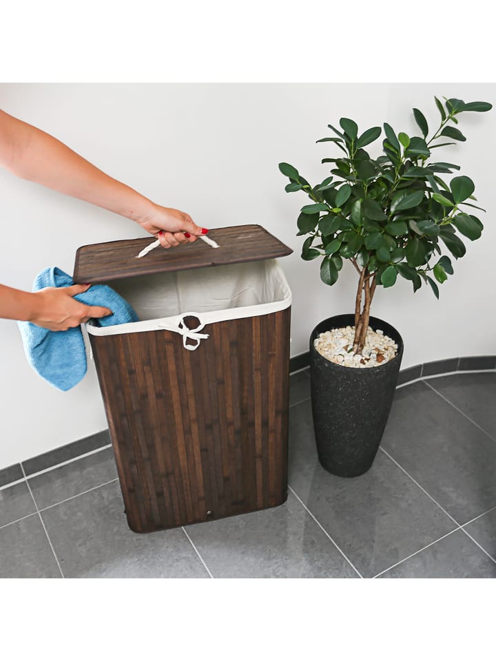 relaxdays Wäschekorb in Braun - (B)43,5 x (H)65,5 x (T)33,5 cm günstig kaufen onesize
