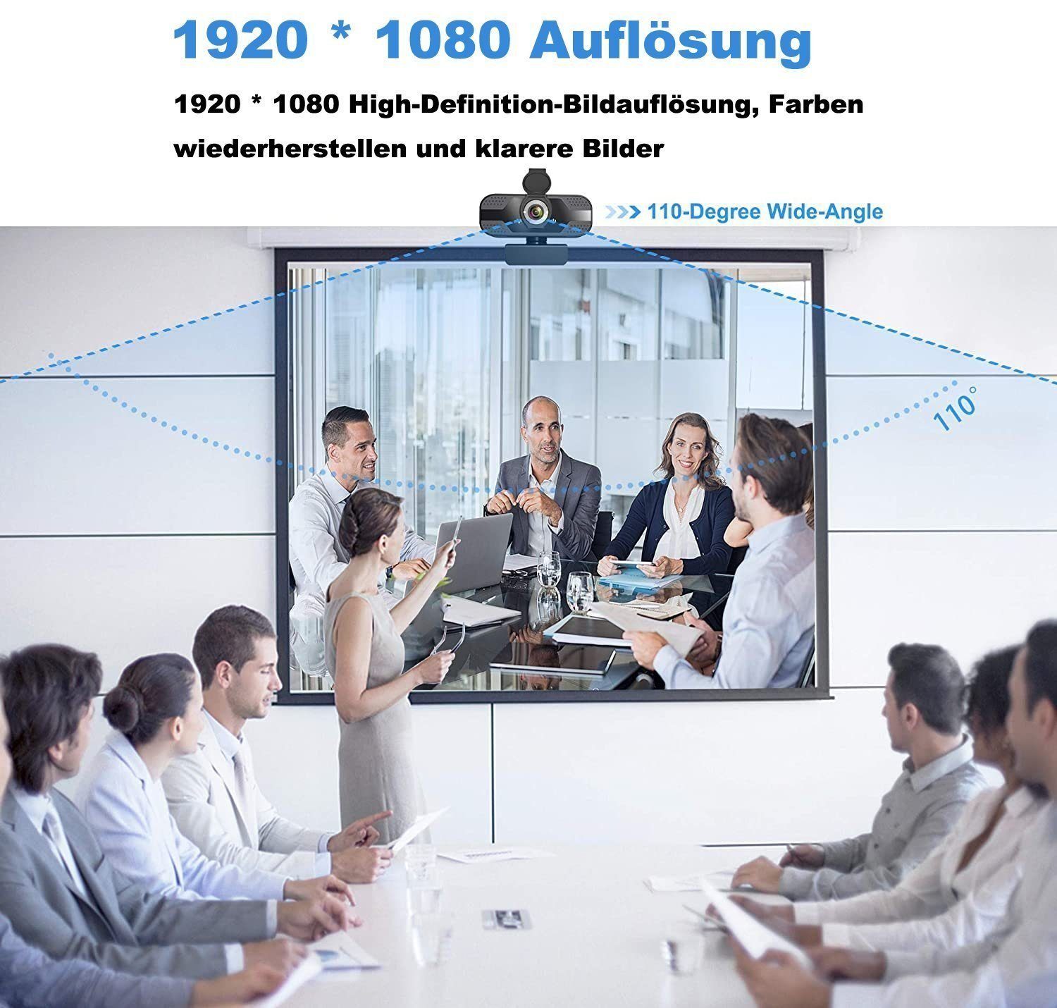 Mutoy 1080P Webcam mit Mikrofon und Ringlicht, Full HD Facecam Full HD-Webcam (HD, WLAN (Wi-Fi), Live-Streaming Webcam mit Stativ 360°für PC/MAC/Desktop, USB Kamera Web Cam für YouTube,Skype,Xbox(Weiß/Warmes Licht)-notfall)
