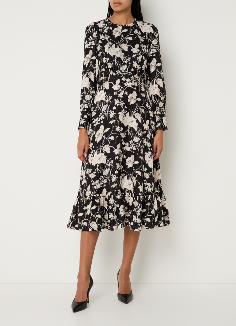 LKBennett Winona midi dress in silk blend with floral print