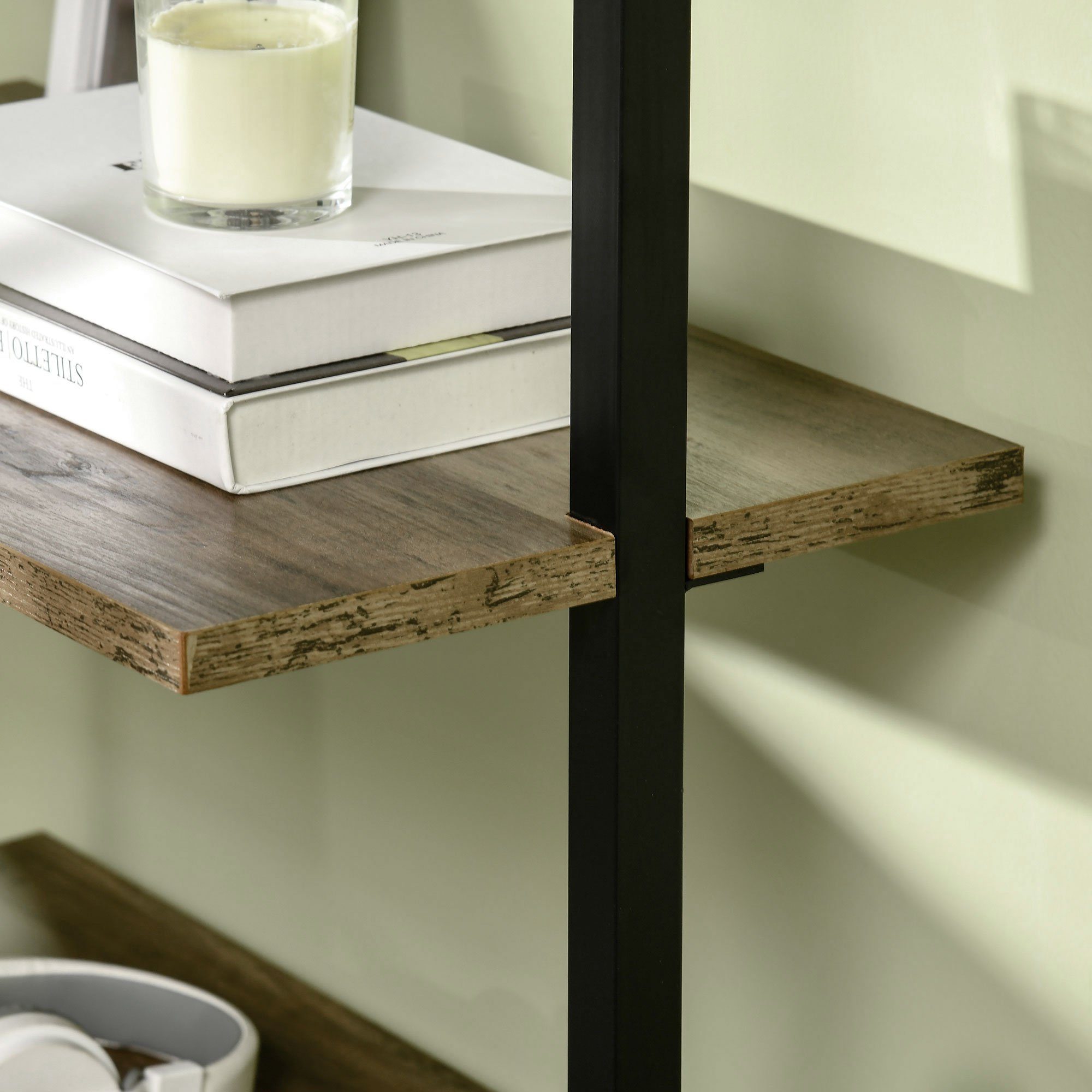 HOMCOM Leiterregal im Industrie-Design 5 Regale 60 cm x 30 cm x 184,5 cm Metall