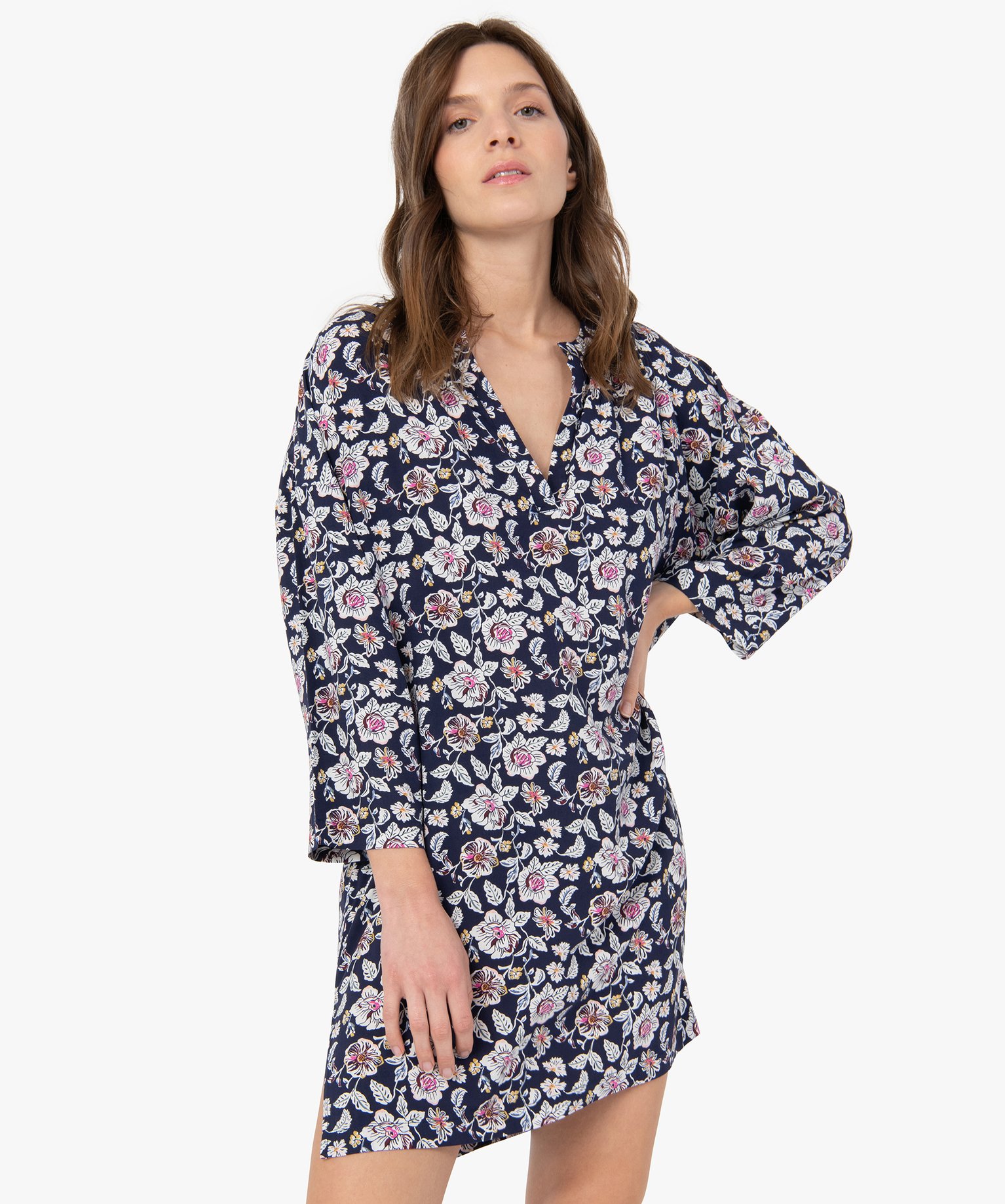 Chemise de nuit femme à manches 3/4 imprime | GEMO