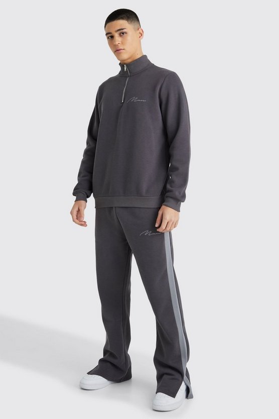 Man Signature Sweatshirt-Trainingsanzug mit 1/4 Reißverschluss