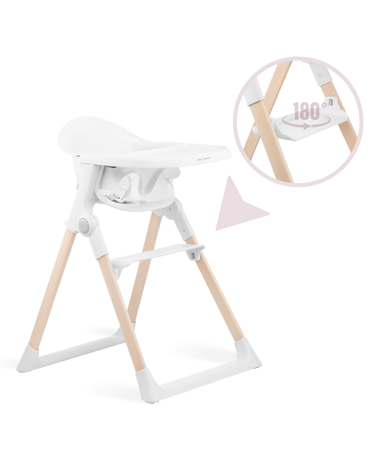 Kinder Hochstuhl Nina, Hochstuhl mit Tablett und Fußstütze für Kinder