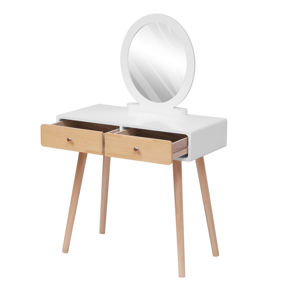Happy Home Happy Home Schminktisch mit Spiegel, 2 Schubladen und Hocker HDT01-WEI weiß