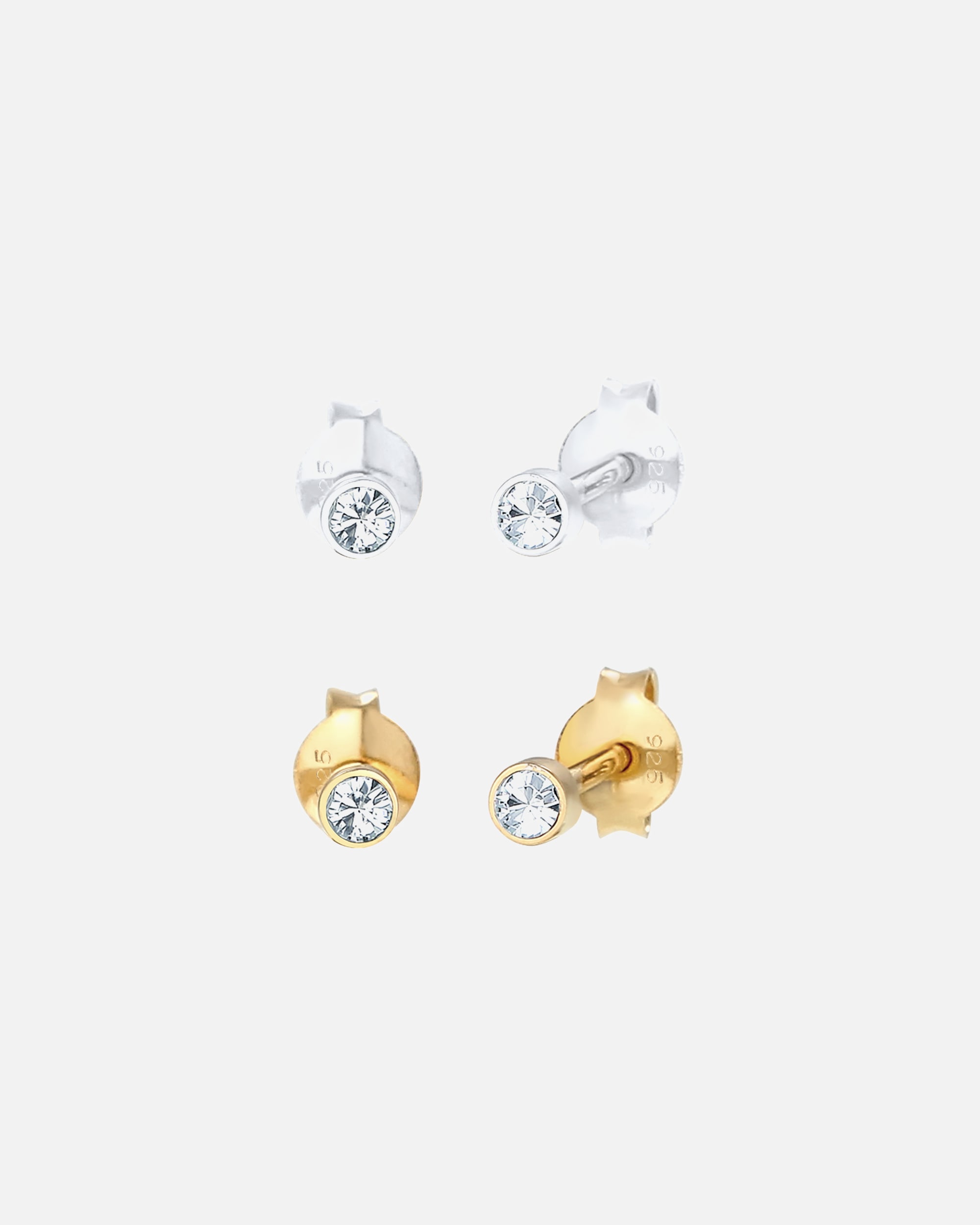Orecchini a lobo da donna Elli con cristalli in argento sterling 925 e argento placcato oro