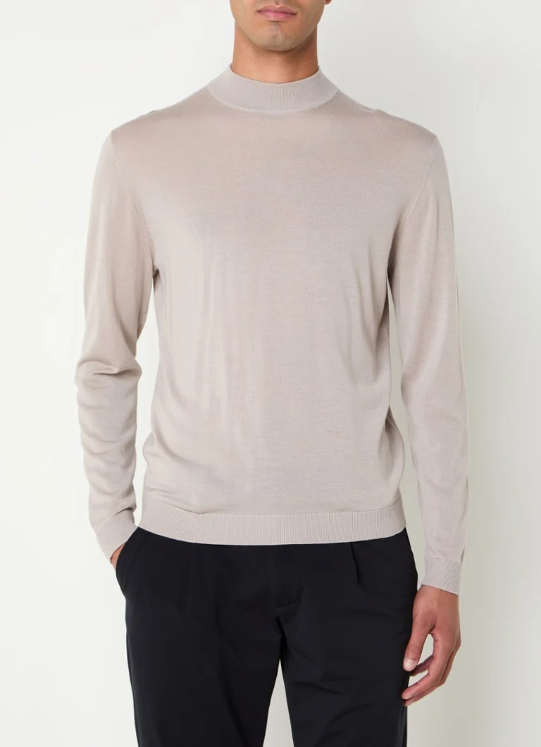 Boggi Milano Fine-knit wool sweater with stand-up collar