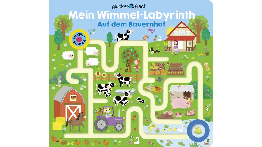 Glücksfisch: Mein Wimmel-Labyrinth: Auf dem Bauernhof Fingerspuren-Buch