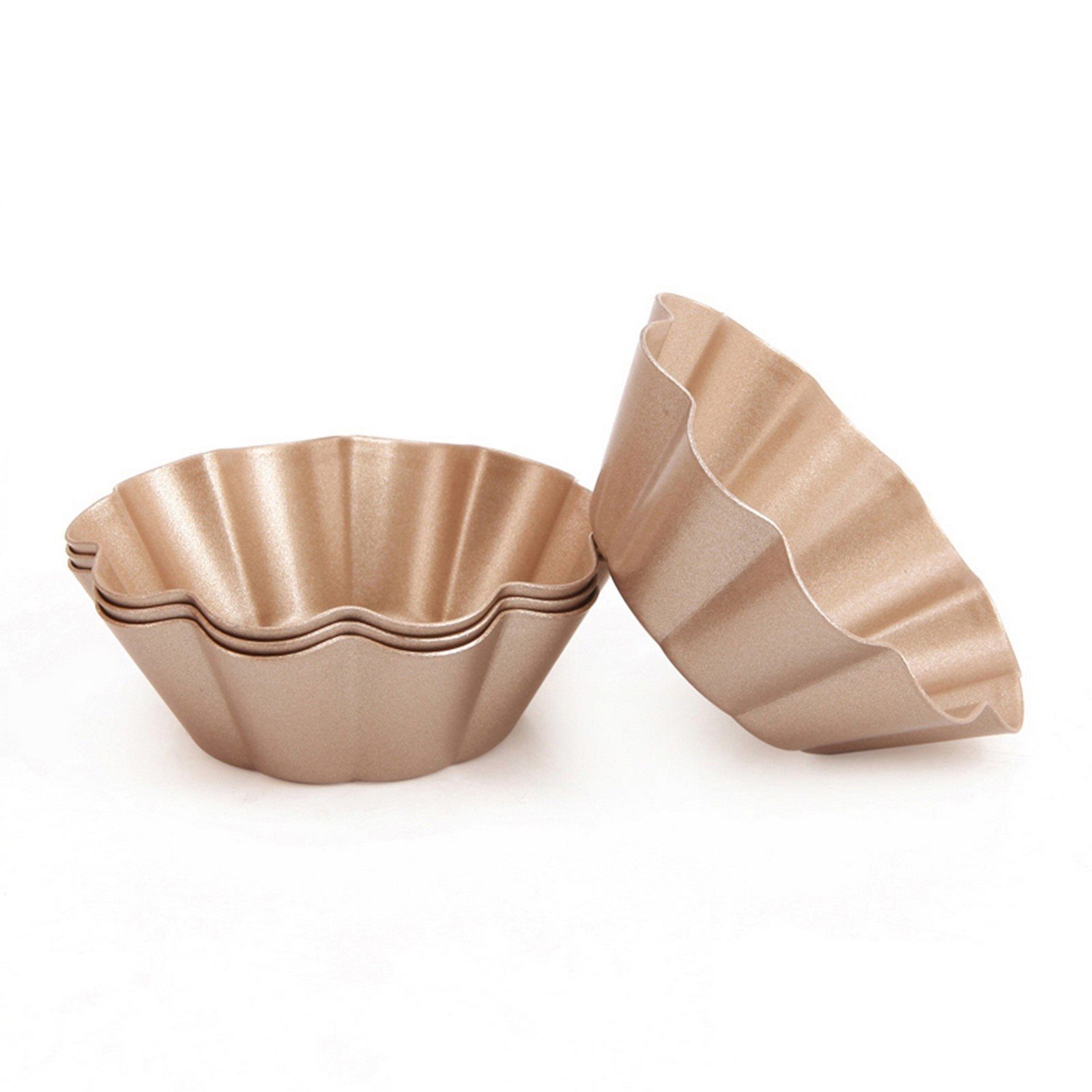 Chefmade Tarteform Kuchenform, (CHEFMADE, 4er Set Mini-Tarteformen, 79x46x26mm, Champagnergold, antihaft- & silikonbeschichtet, Quicheform, Pie Form, Obstkuchenform, Mini-Kuchenform, Karbonstahl 4-tlg), Tarteform mit Hebeboden - Quicheform Silikon Mi