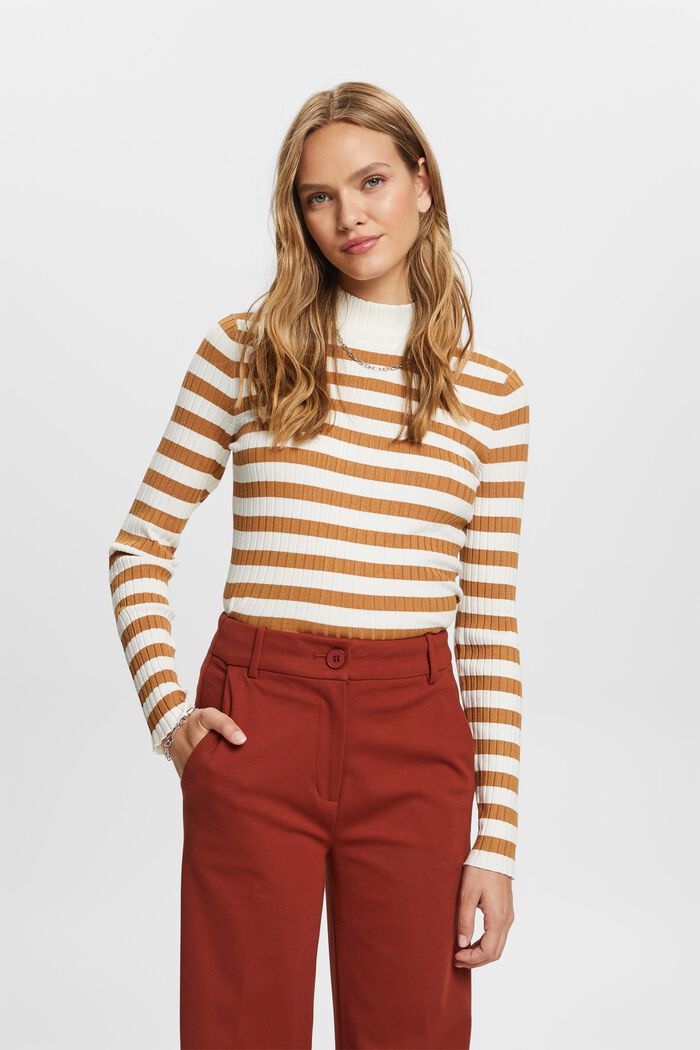 Gestreifter Rippstrickpullover