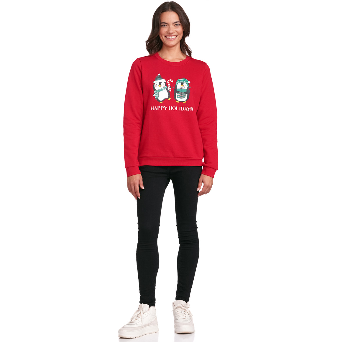 Damen Weihnachtssweatshirt mit Applikation rot