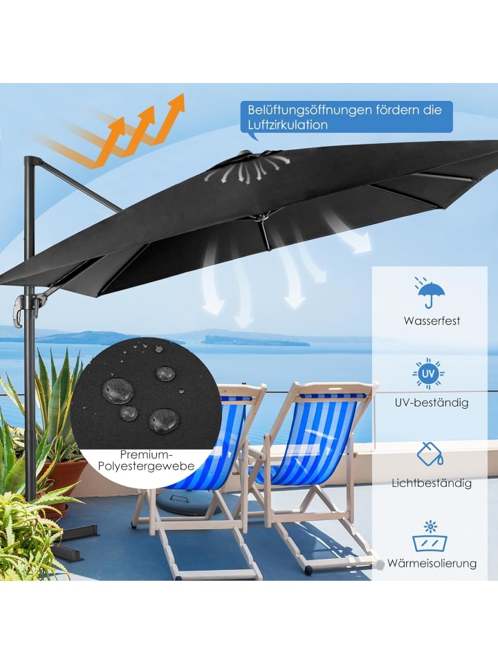 COSTWAY Sonnenschirm 300x300cm in Schwarz günstig kaufen onesize