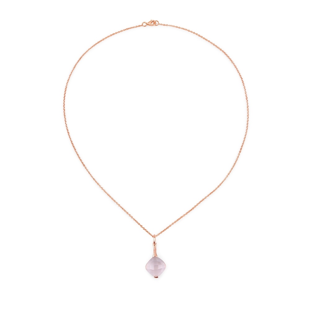 Rafaela Donata Chaîne Argent sterling Quartz rose en Or rose Bijoux