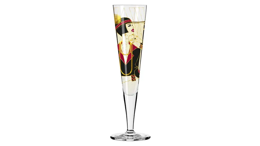 RITZENHOFF Champagnerglas Goldnacht #27 von Samy Halim Gold, Schwarz, Rot