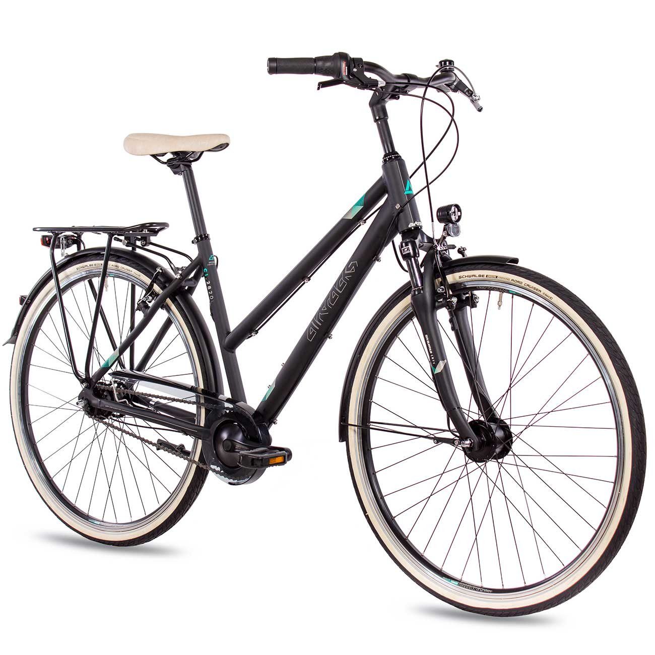 Airtracks Cityrad Damen City Fahrrad 28 Zoll CI.2820L, 7 Gang SHIMANO NEXUS Schaltwerk, Nabenschaltung, Schwarz Matt - Rahmenhöhen 48 cm und 52 cm  Modeljahr 2023