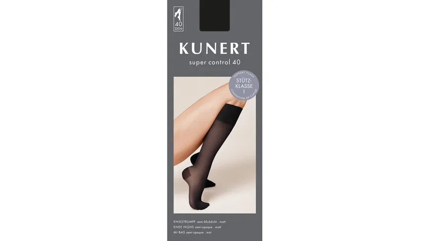 KUNERT Damen Stützkniestrümpfe Super Control 40 DEN black