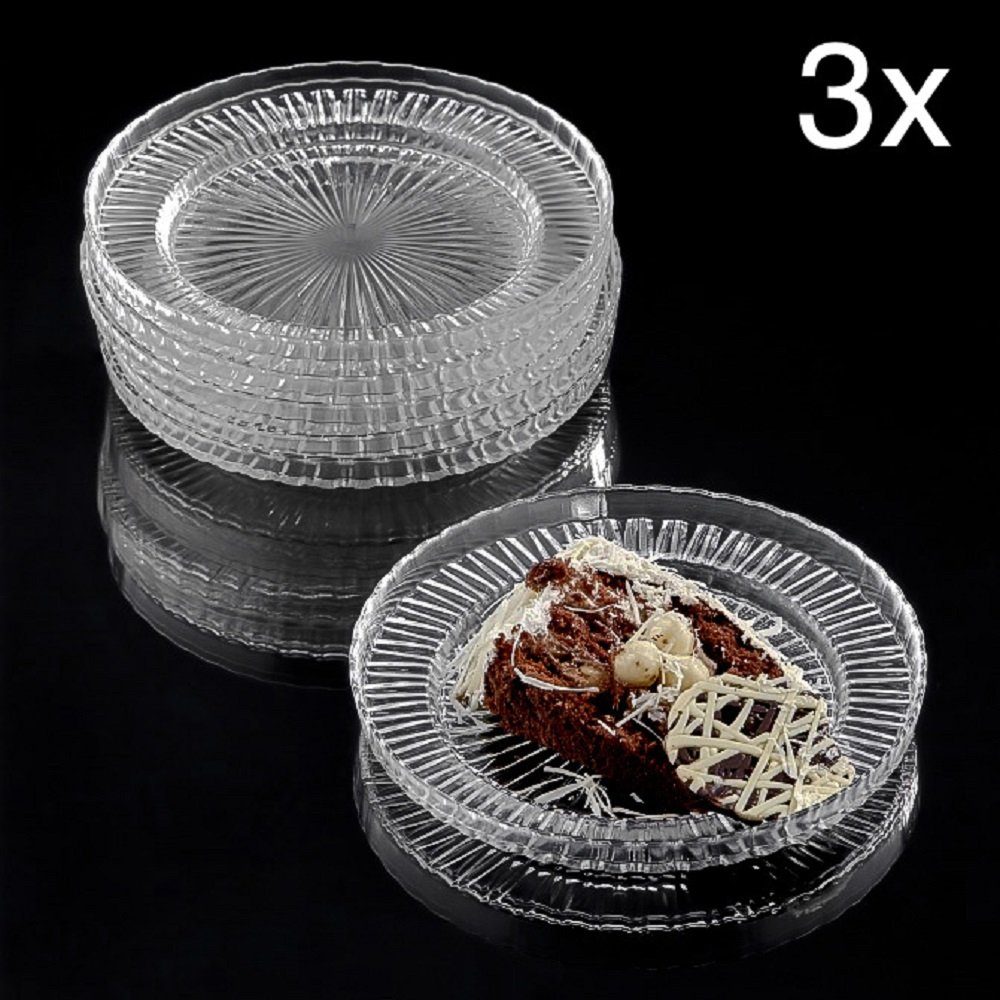 Almina Kuchenteller 3er Set Glasteller Dessertteller Gebäckteller Servierteller Ø17cm, (3 St)