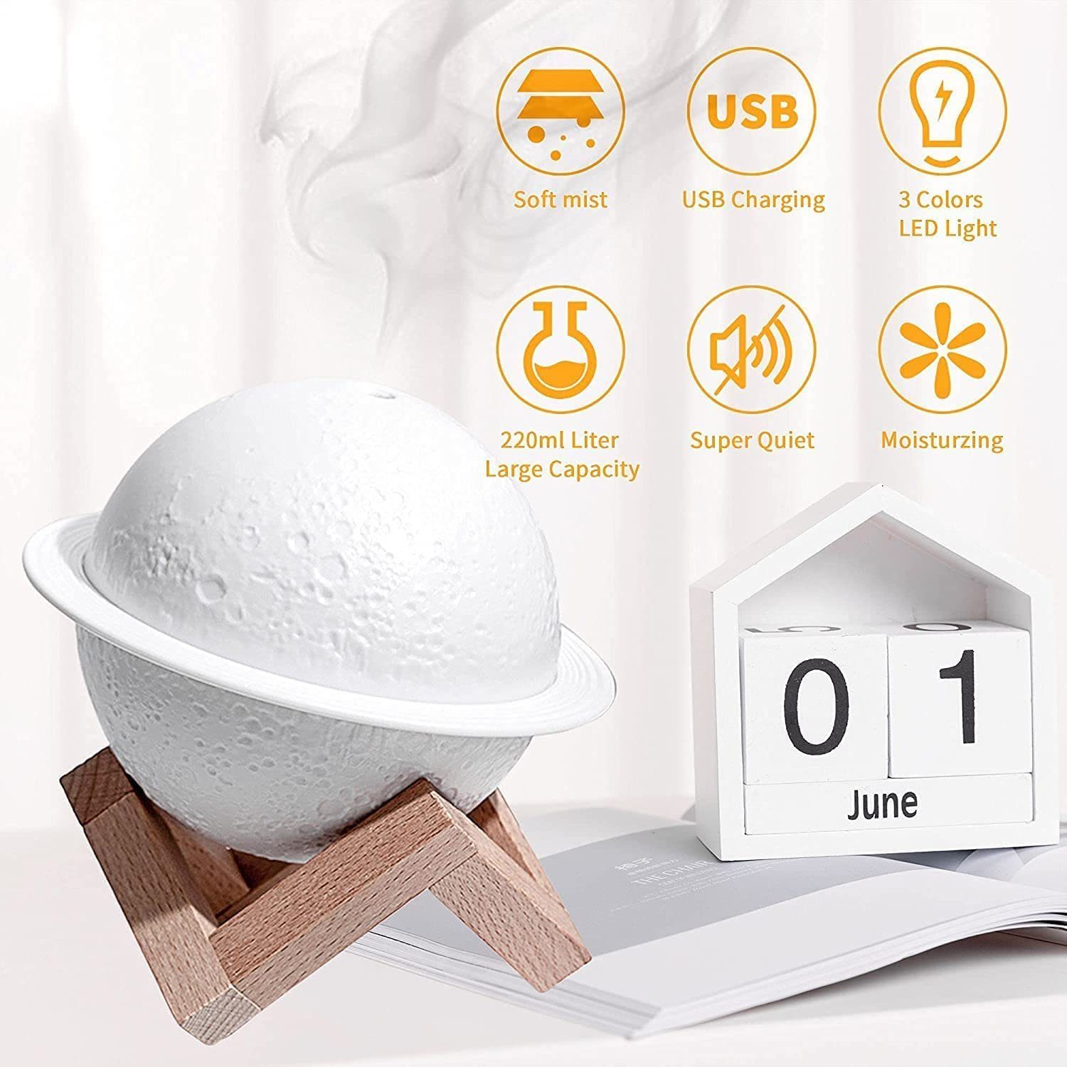 Mutoy Luftbefeuchter Aroma Diffuser für Duftöle LED-Licht Humidifier Raumbefeuchter 200ml, elektrische Duftlampe Aromatherapie Stille Luftbefeuchtung