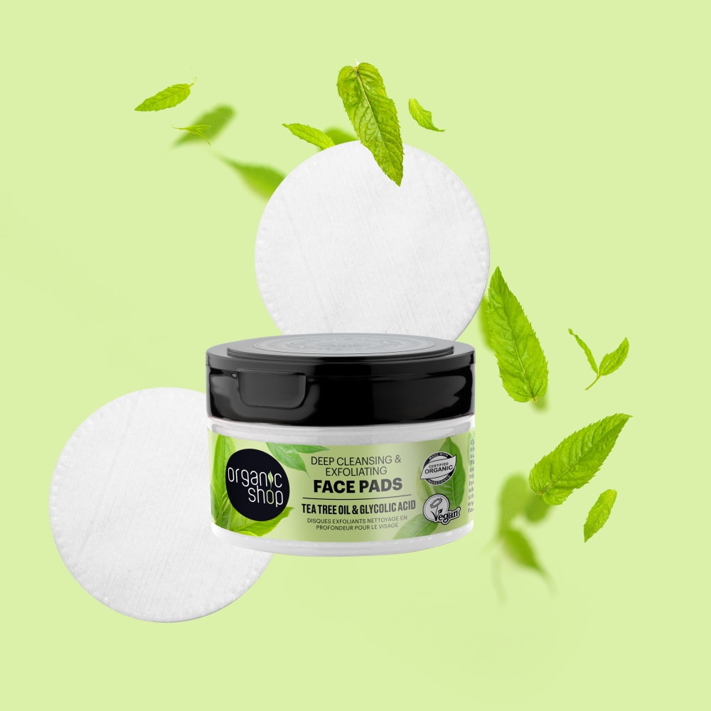 organic shop Disques nettoyants en profondeur pour le visage au tea tree 20 disques Nettoyant visage