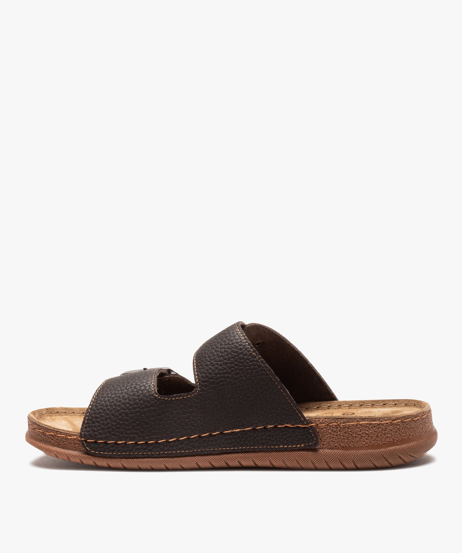 Sandales homme confort avec brides à boucles marron | GEMO