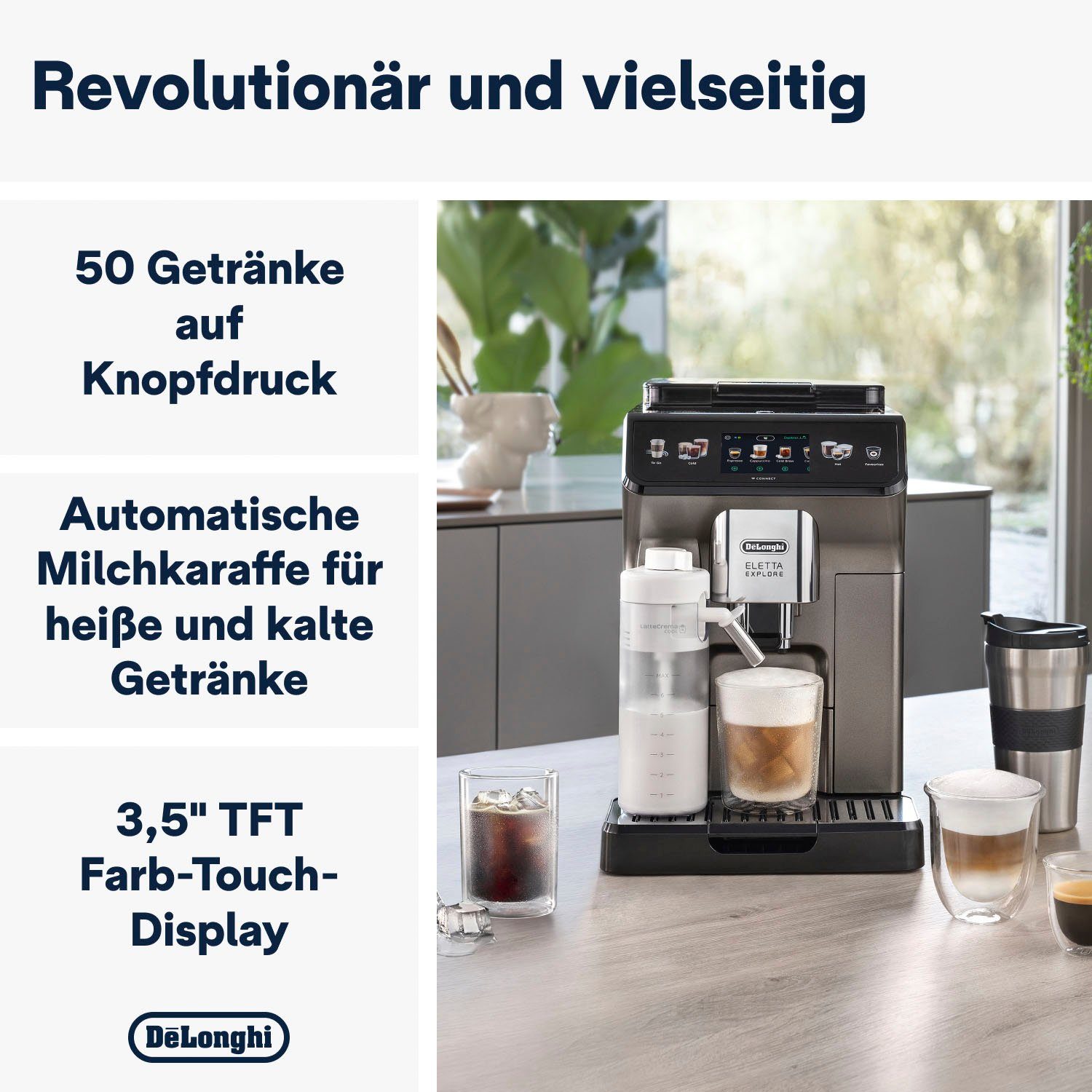 De'Longhi Kaffeevollautomat Eletta Explore Cold Brew Extraction ECAM450.86.T, Titan