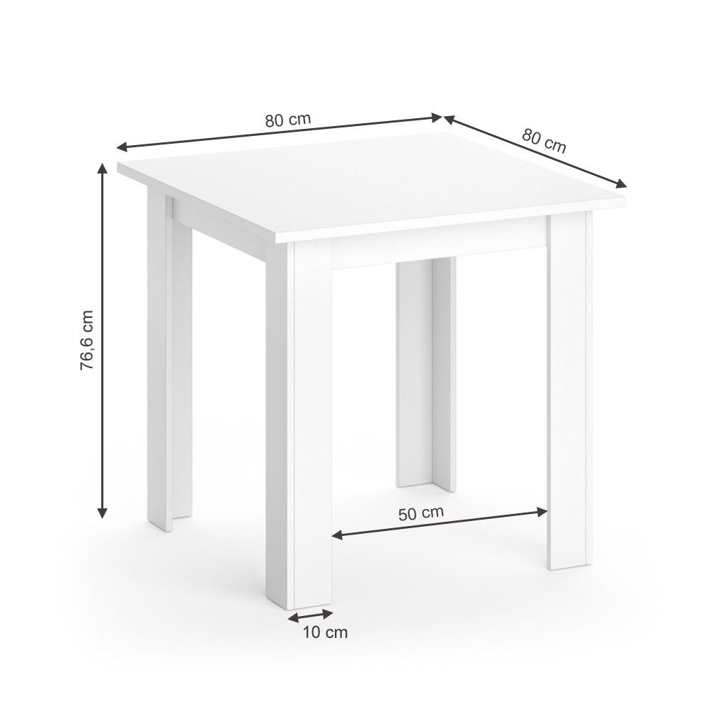 Vicco Esstisch Esszimmertisch Küchentisch KARLOS 80cm Weiß