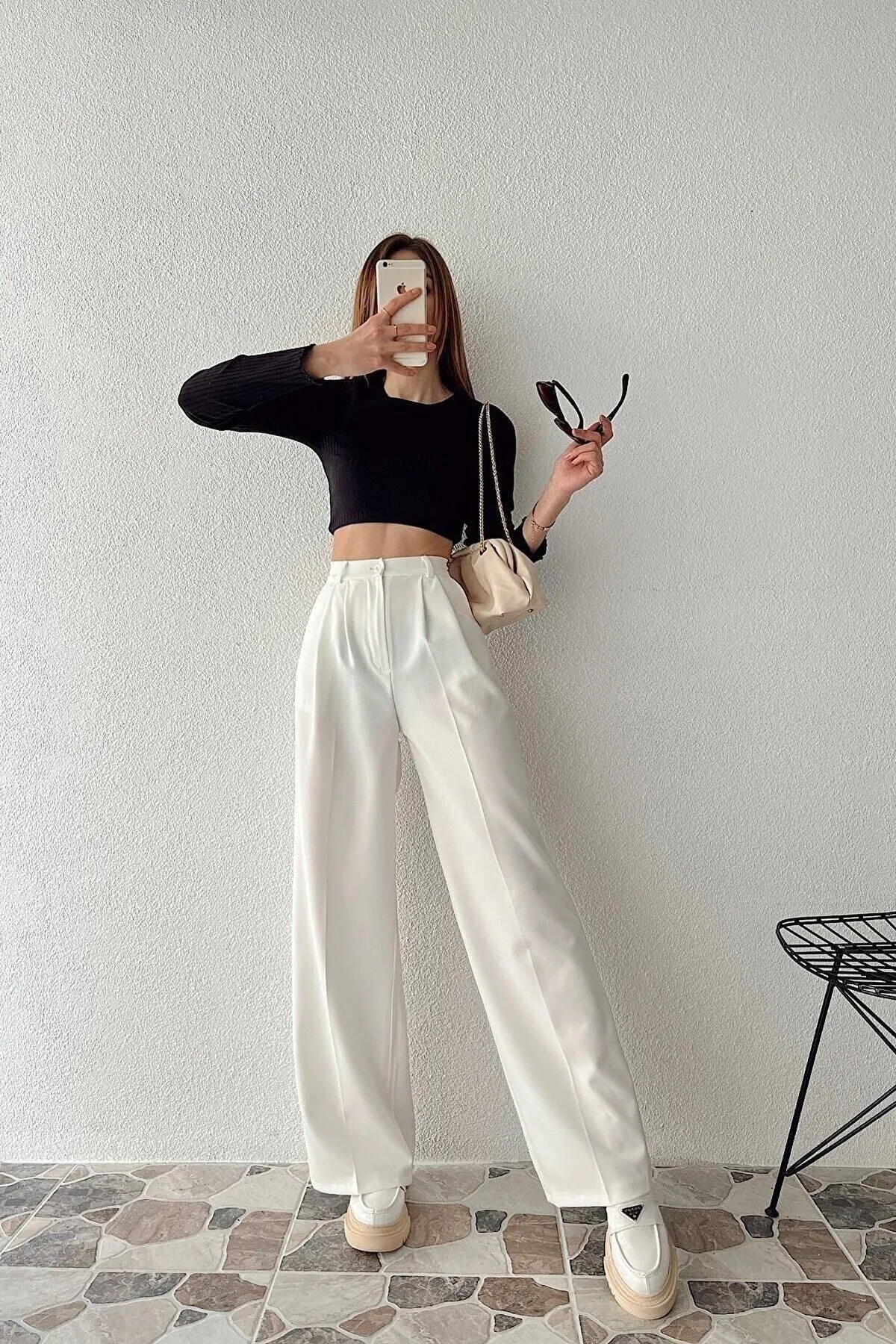 Chiklet  Palazzo-Hose mit weitem Bein und hoher Taille