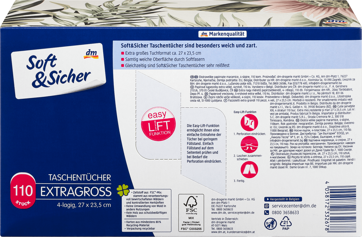 Taschentücher Box mit extra großen Taschentüchern, 110 St
