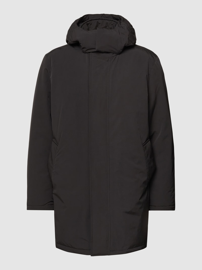 Parka mit abnehmbarer Kapuze in schwarz