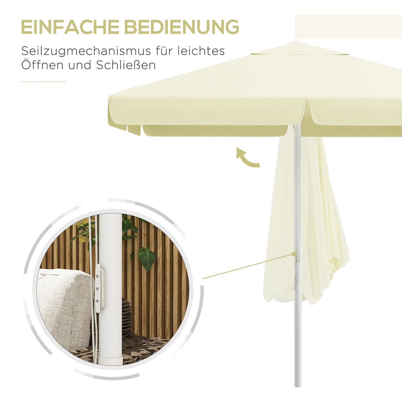 Outsunny 2,5 x 2,5 m Höhenverstellbarer Sonnenschirm mit 8 Streben für Garten