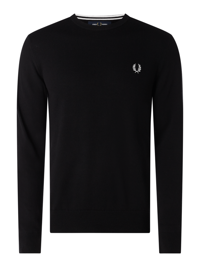Strickpullover mit Label-Stitching in schwarz