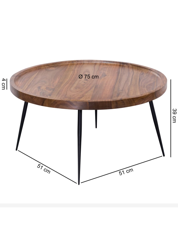 KADIMA DESIGN Couchtisch, Runde Holzplatte, Metallbeine, handgefertigt, pflegeleicht günstig kaufen onesize
